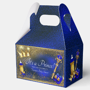 Königliches Blau Gold Prinz Baby Shower Geschenkschachtel