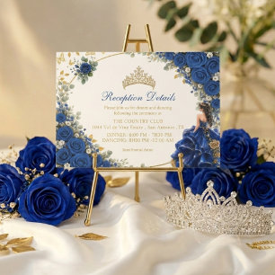 Königliches Blau Golden Schmetterling Quinceañera Begleitkarte