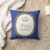 Königliches Blau-Goldprinz Nursery Decor Pillow Kissen (Decke)