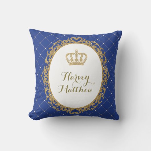 Königliches Blau-Goldprinz Nursery Decor Pillow Kissen (Vorderseite)