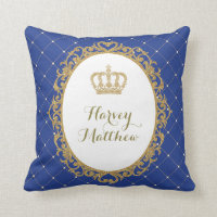 Königliches Blau-Goldprinz Nursery Decor Pillow