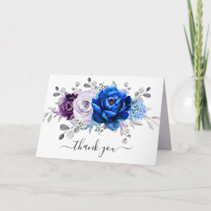 Königliches Blau Lila Navy Flieder Blüten Junggese Dankeskarte