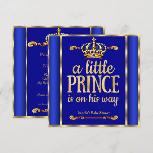 Königliches Blau-Navy-Gold Prinz auf dem Weg Baby  Einladung