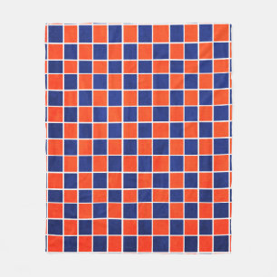 Königliches Blau u. orange Checkered Fleece-Decke Fleecedecke