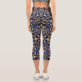 Königliches Blau und Gold Blumen Eleganz Muster Capri Leggings (Rückseite)
