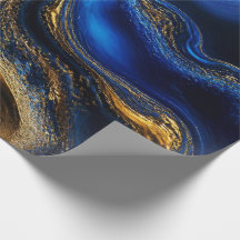 Königliches Blau und Gold Fluid Art