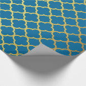 Königliches Blau-und GoldGlitzer Quatrefoil Muster Geschenkpapier (Ecke)