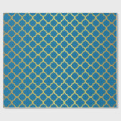 Königliches Blau-und GoldGlitzer Quatrefoil Muster Geschenkpapier (Flach)