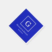 Königliches Blau-weißes gerahmtes Anfangsmonogramm Serviette (Ecke)