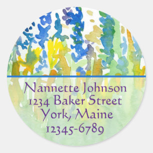 Königliches Blauwatercolor-Blumen-Rücksendeadres Runder Aufkleber