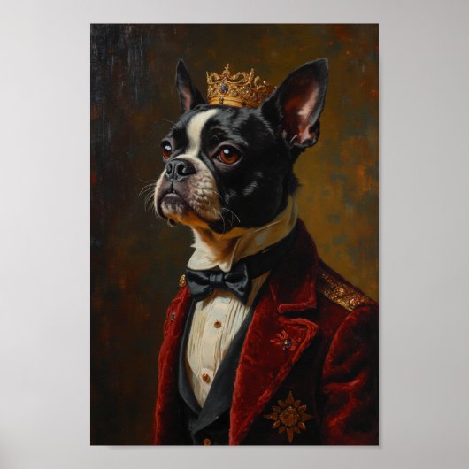 Königliches Boston Terrier-Porträt Poster (Vorne)