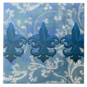 KÖNIGLICHES FLEURS: MODERNES FRANZÖSISCHES BLAU FLIESE (Vorderseite)