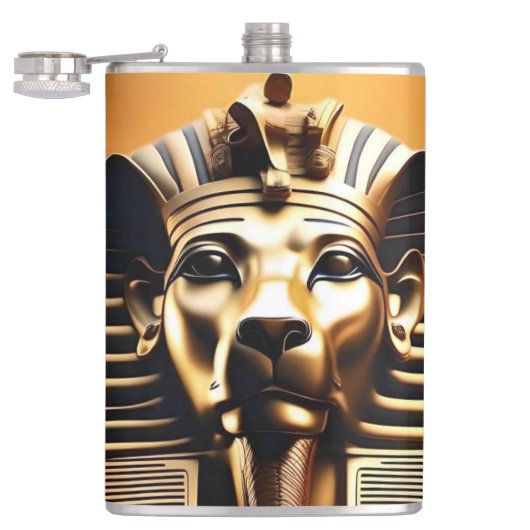 **"Königliches Gebrüll: Der goldene Pharao-Löwe"** Flachmann (Geöffnet)