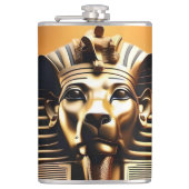 **"Königliches Gebrüll: Der goldene Pharao-Löwe"** Flachmann (Vorderseite)