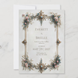 Königliches Gold-Filigran-Edelstein-Hochzeitsschmu Einladung
