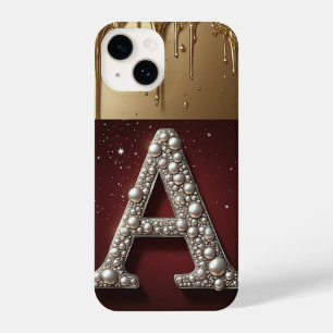 Königliches Gold Letter A Monogramm Tröpfchen Meta iPhone 14 Hülle