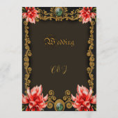 Königliches Gold und rote Blumenmuster Menükarte (Rückseite)