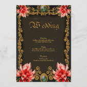 Königliches Gold und rote Blumenmuster Menükarte (Vorderseite)