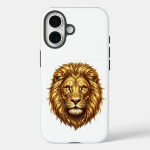 Königliches Goldenes Löwengesicht - Kühnes Wildtie iPhone 16 Hülle