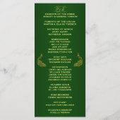 Königliches Grün-Gold-Pfau-Hochzeitsprogramm Custo Programm (Rückseite)