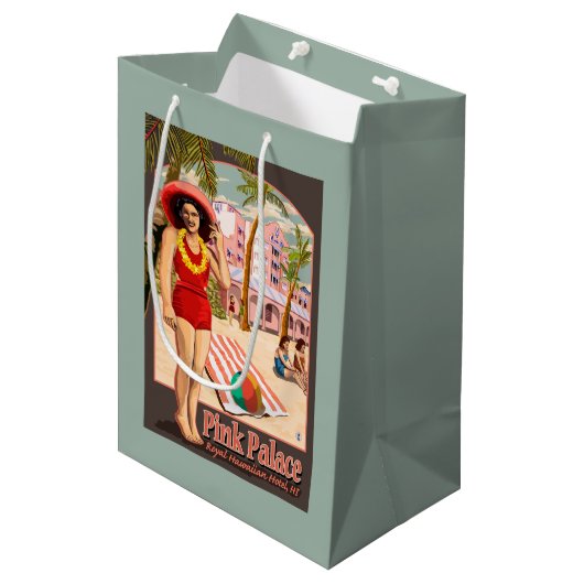 Königliches hawaiisches Hotel in Hawaii Mittlere Geschenktüte (Vorderseite Schrägansicht)