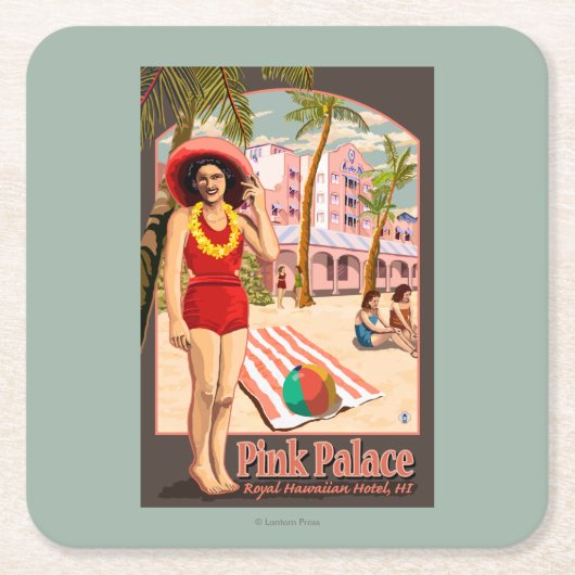 Königliches hawaiisches Hotel in Hawaii Rechteckiger Pappuntersetzer (Vorderseite)