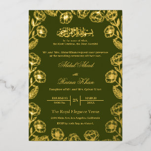 Königliches Henna Florales Goldfolie Muslimische H Folieneinladung