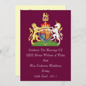 Königliches Hochzeits-Wappen Einladung (Burgunder) (Vorne/Hinten)