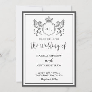 Königliches Kronen-Emblem Löwen Monogramm Foto Hoc Save The Date