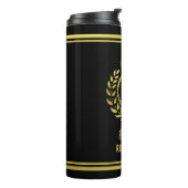 Königliches Kronen-Lorbeerwreath-Schwarz-Gold mit Thermosbecher (Nach links gedreht)
