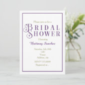 Königliches Lila Brautparty Einladung (Stehend Vorderseite)