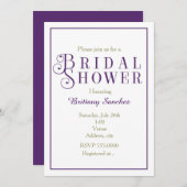Königliches Lila Brautparty Einladung (Vorne/Hinten)