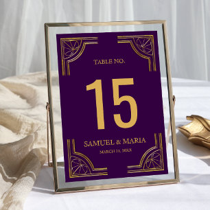 Königliches Lila Gold Verziertes Hochzeitstisch Nu Tischnummer