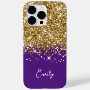 Königliches Lila und Gold Glitter Glam Case-Mate iPhone 14 Pro Max Hülle
