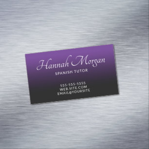 Königliches Lila und Schwarzes Ombre Elegant Magnetische Visitenkarte