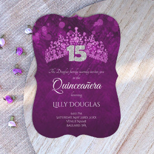 Königliches Lila, Violette Quinceanera mit rosa Ti Einladung