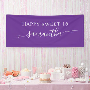 Königliches Lila Weiß Glückliches Sweet 16 Band Na Banner
