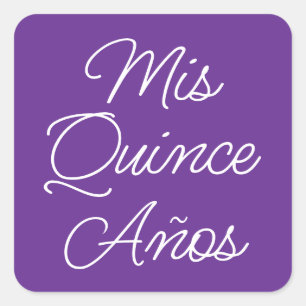 Königliches Lila Weiß Moderne Schrift Mis Quince A Quadratischer Aufkleber