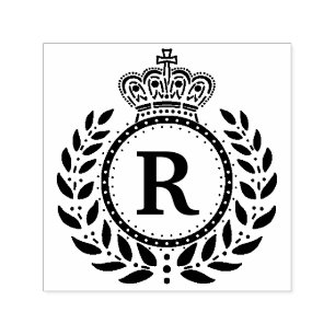 Königliches Lorbeerwreath-Kronen-Monogramm   Permastempel