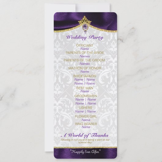 Königliches Märchen-Hochzeitsprogramm Einladung (Rückseite)