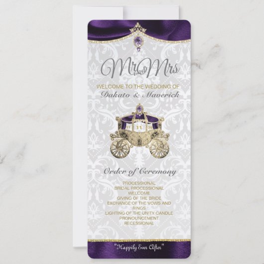 Königliches Märchen-Hochzeitsprogramm Einladung (Vorderseite)