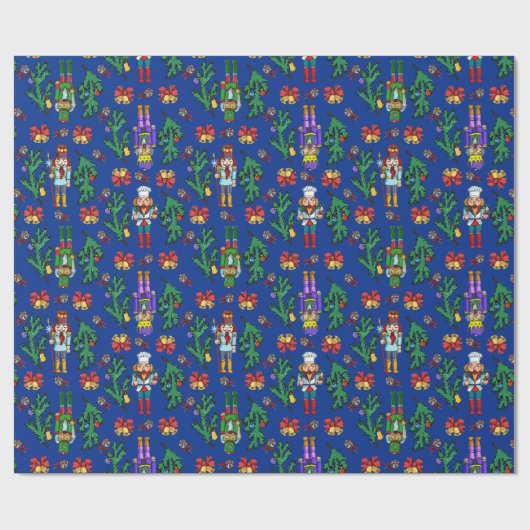 Königliches Nussknacker-und Kranz-Muster Geschenkpapier (Flach)