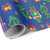 Königliches Nussknacker-und Kranz-Muster Geschenkpapier (Rolleneckpunkt)