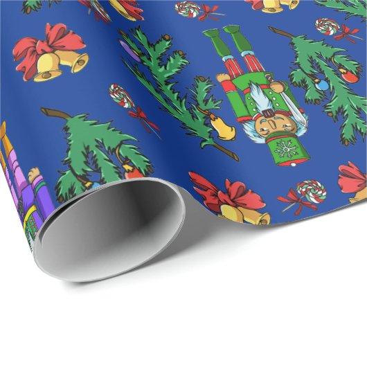 Königliches Nussknacker-und Kranz-Muster Geschenkpapier (Rolleneckpunkt)