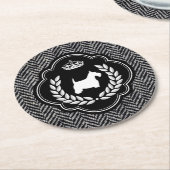 Königliches Scottie-Fischgrätenmuster Runder Pappuntersetzer (Angewinkelt)