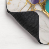 Königliches Teal & Amethyst-Marmor mit Goldadern Mousepad (Ecke)