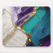 Königliches Teal & Amethyst-Marmor mit Goldadern Mousepad (Vorne)