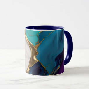 Königliches Teal & Amethyst-Marmor mit Goldadern Tasse