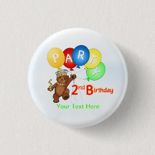 Königliches Teddy-Bärn-2. Geburtstags-Party Button