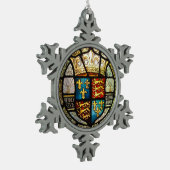 Königliches Tudor Wappen Buntglas Henrys VIII Schneeflocken Zinn-Ornament (Links)